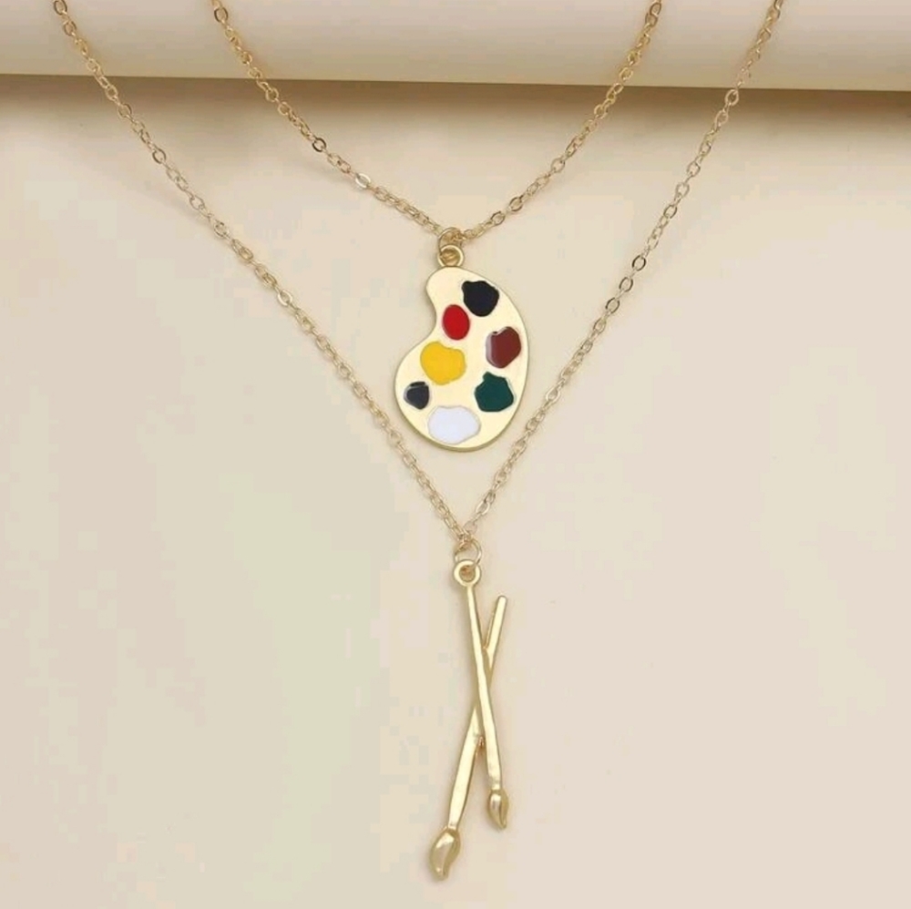 NWT Paintbrush and Pallette Necklaces